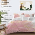thumbnail image 3 of 3 Piece Pink Gold Duvet Cover Set Full Size,Microfiber Comforter/Quilt Cover with Corner Ties and 2 Pillowcases,Boho Modern Abstract Minimalist Aesthetic Flower All Season Bedding with Zipper Closure, 3 of 8