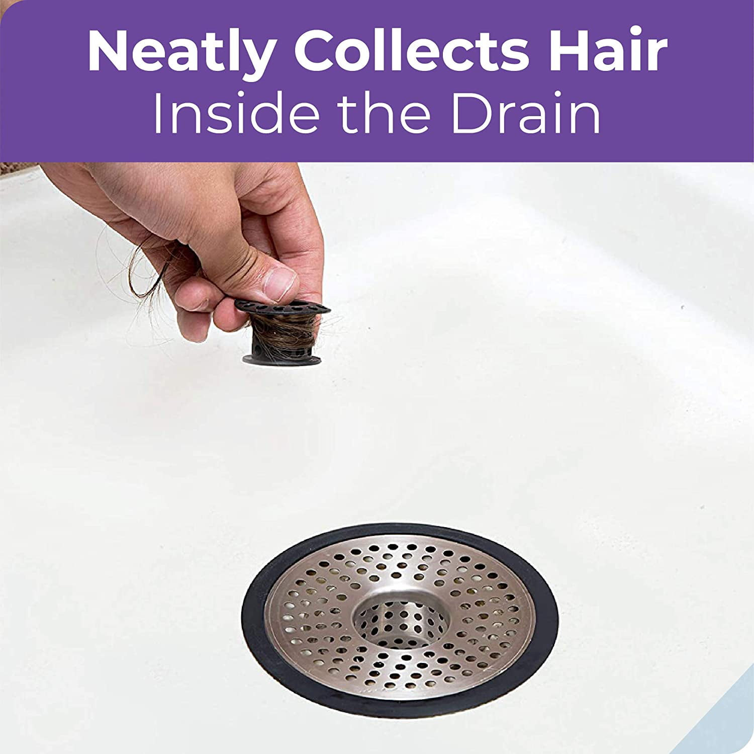 ShowerShroom Ultra Edition Brushed Stainless Steel Drain Protector, 1 Pack