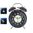 thumbnail image 3 of Retro Metal Twin Bell Alarm Clock with Backlight Luminous Dial Silent Non-Ticking Quartz Analog Desk Clocks Night Light 3-inch Black, 3 of 5