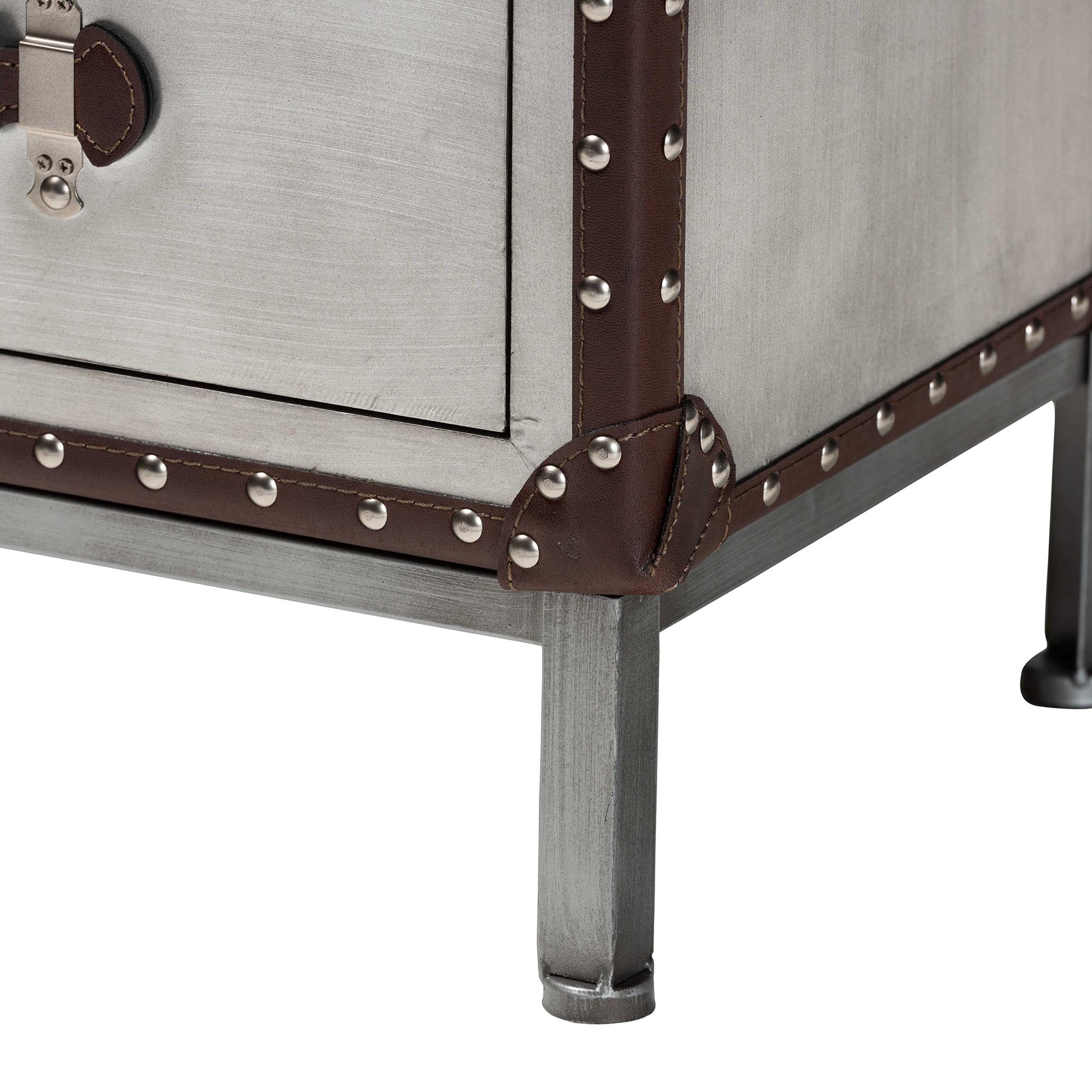 Baxton Studio Jacey Vintage End Table, 2-Drawer, Silver
