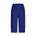 thumbnail image 4 of Women's Casual Pants Solid Color Casual Capri Leggings Lightweight Breathable Summer Womens Work Pants Blue XXL, 4 of 4