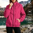 thumbnail image 3 of SYwaren Hiking Jacket Women's Lightweight Full Zip Hooded Mock Neck Water Resistant Windbreaker Casual Athletic Long Sleeve with Pockets, 3 of 9