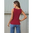 thumbnail image 5 of Women'S Summer Square Neck Casual Ribbed Knit Sleeveless Tank Top Red M, 5 of 6