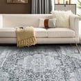 thumbnail image 4 of FairOnly 9'x12'Distressed Floral Rugs for Living Room Vintage Low Pile Non Slip Non Shedding Stain Resistant Area Rug for Bedroom Playroom,Grey, 4 of 7