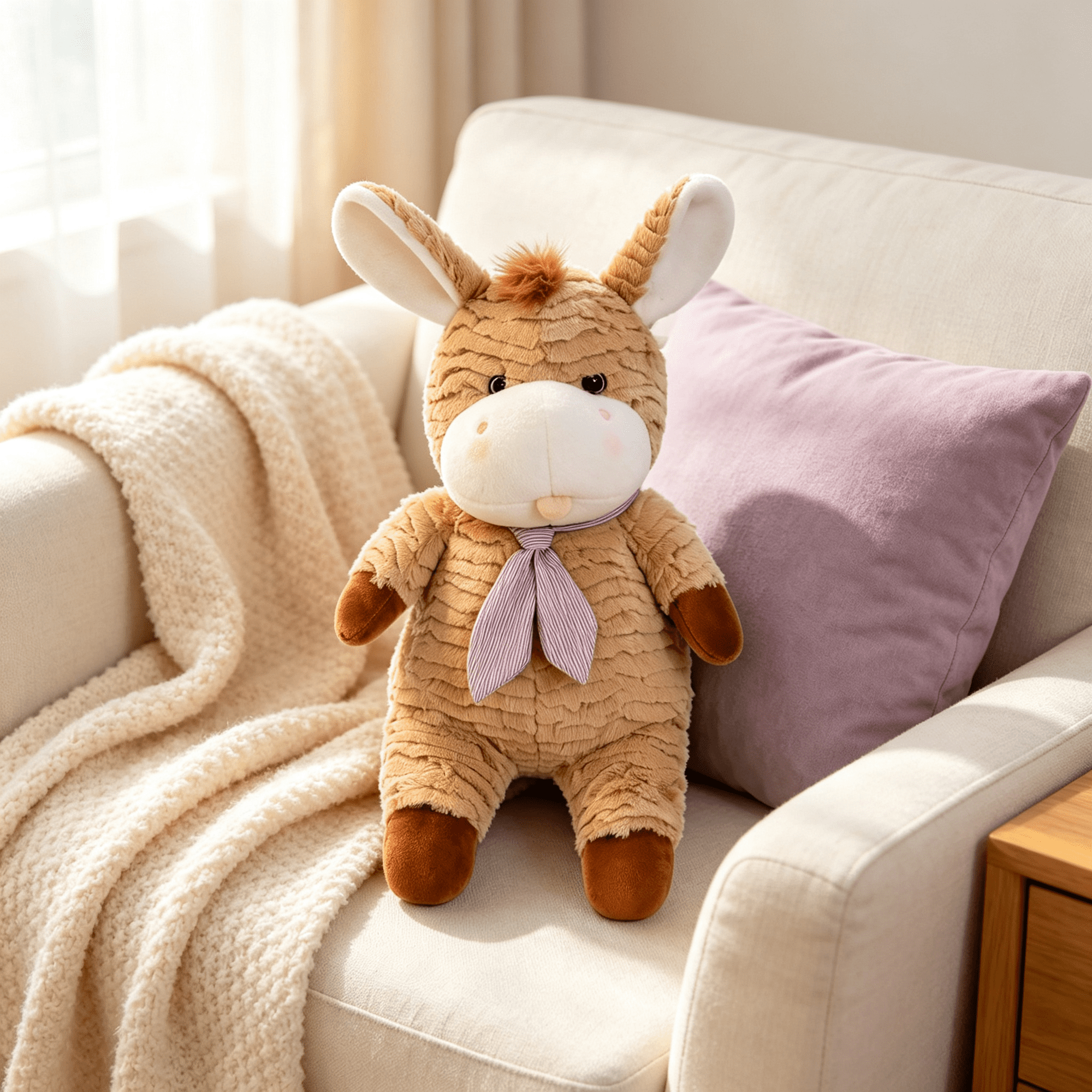 Donkey Stuffed Animals – 9.84in Kid‑Safe Soft Stuffed Animal Plush Toys with Striped Necktie & Reinforced Stitching Cute Plushies Boy Girl Toddler Toys Birthday Baby Shower Gifts for Kids Friends
