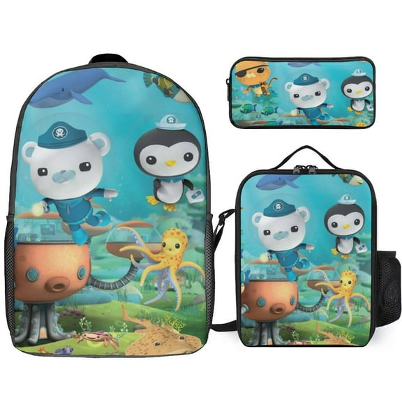 The Octonauts Backpack 3 Piece Set Travel Daypack Combination, Back to School Gifts