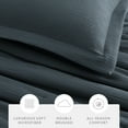 thumbnail image 3 of Noble Linens 3 Piece Cloud Gauze Textured All Season Down-Alternative Comforter Set, Slate Blue, Full/Queen, 3 of 15