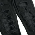 thumbnail image 3 of Lu's Chic Men's Cotton Skinny Slim fit Ripped Jeans Destroyed Holes Fit Denim Pants Stretch with Pockets Streetwear Workout Rip Distressed Black 28, 3 of 5