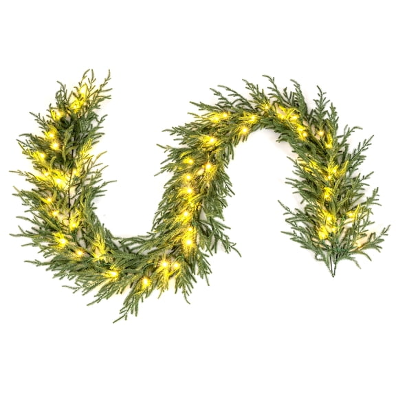 Costway 9 FT Artificial Christmas Garland Real Touch Cypress Garland with 130 Branch Tips