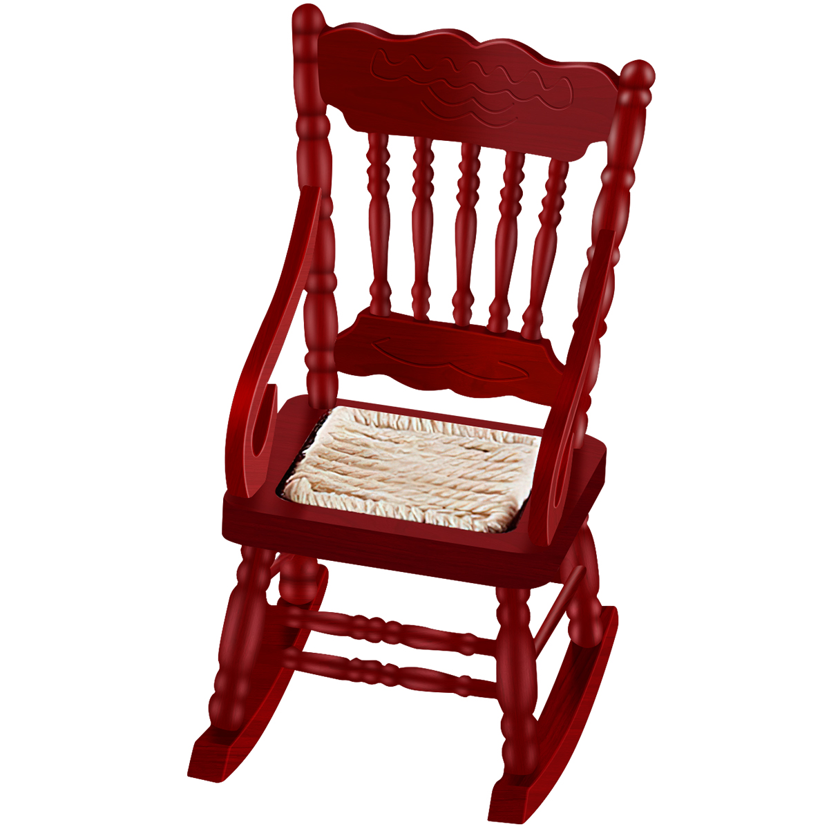 MTFun Miniature Rocking Chair Dollhouse Model Chair Mini Doll House Wooden Rocking Chair