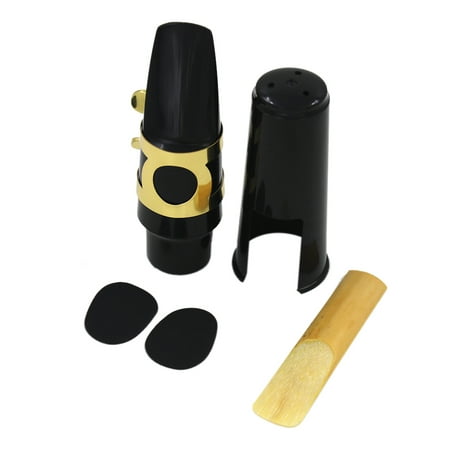 Alto Sax Saxophone Mouthpiece Plastic with Cap Metal Buckle Reed Mouthpiece Patches Pads