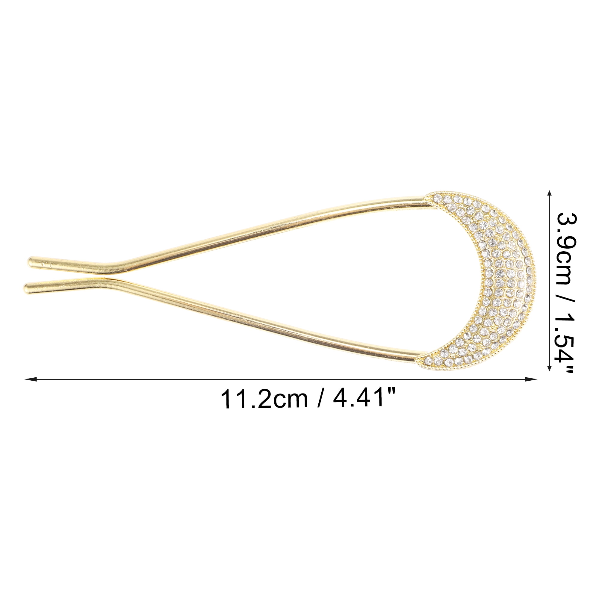 Unique Bargains Classic Moon U-shaped Hair Pins Hair Clips 4.41"x1.54" 1 Pc Gold Tone