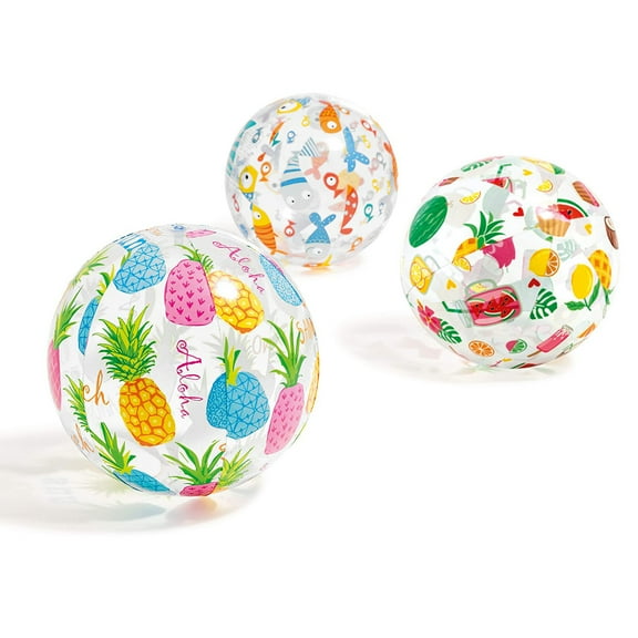 Inflatable Beach Balls 20” Lively Print Summer Water Toys - 3 Pieces