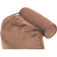thumbnail image 6 of Husband Pillow, Aspen Edition - Reading and Bed Rest Pillow with Arms - Neck Roll on Bungee Cord or Removable - Premium Memory Foam - Reversible Two-Sided Cover Microsuede or Microfiber, Saddle Brown, 6 of 11