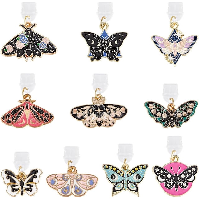 10 tapones antipolvo tipo C para teléfono de 1 a 1,3 pulgadas con colgantes de mariposa, protectores de puerto USB C con forma de mariposa