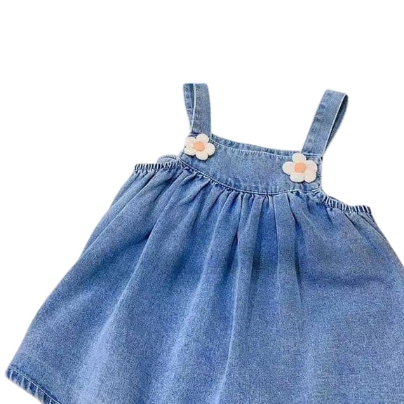 EnJoCho Summer Toddler Baby Girl Dress Denim Ruffle Backless Sleeveless Dress Kids Casual Dresses Princess Beach Sundress