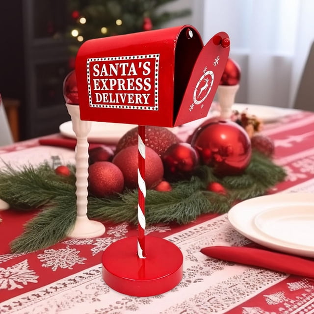 Decoración navideña para buzón, figura de buzón, centro de mesa, regalo navideño, buzón de Papá coleccionable, decoración navideña para sala de