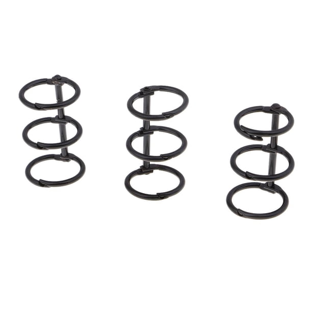 3 anillos de papel en espiral móviles recargables, organizador personal, diario de viaje, Negro mate
