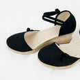 thumbnail image 5 of Modisza Closed Toe Wedge Sandals for Women Elastic Ankle Strap Platform Espadrilles Low Heel Walking Shoes for Summer Outdoor Black 5, 5 of 7