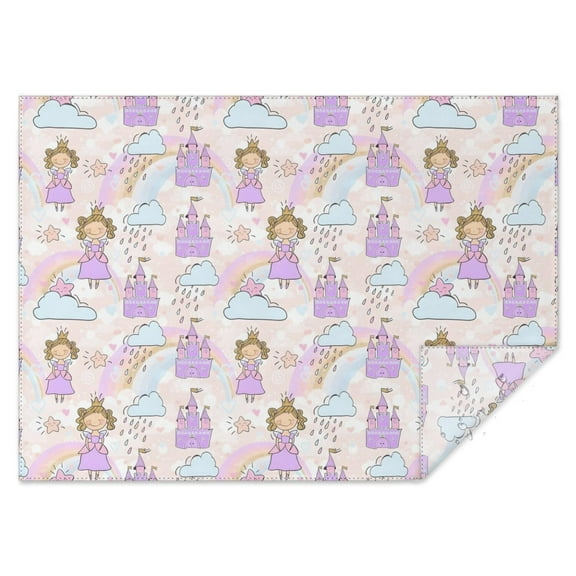 Princess Rainbow Castle Pattern Rectangle Tablecloth 60"x84",Waterproof Polyester Rectangle Table Cloth, Wipeable Spillproof Polyester Tablecloth for Dining, Camping, Indoor and Outdoor