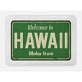 thumbnail image 1 of Aloha Bath Mat, Welcome to Hawaii Aloha State Written on Vintage Rusty Sign Grunge Style, Plush Bathroom Decor Mat with Non Slip Backing, 29.5" X 17.5", Olive Green and Beige, by Ambesonne, 1 of 2