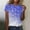 Blue, variant on Round Neck Short Sleeve Sparkling Crystal Printed Top, Women's Short