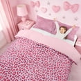 thumbnail image 3 of Erosebridal Pink Leopard Print Girls Queen Duvet Cover Set,Chic Cheetah Pattern Bedding For Women Adults,Reversible Pink,3-Piece(No Comforter), 3 of 6