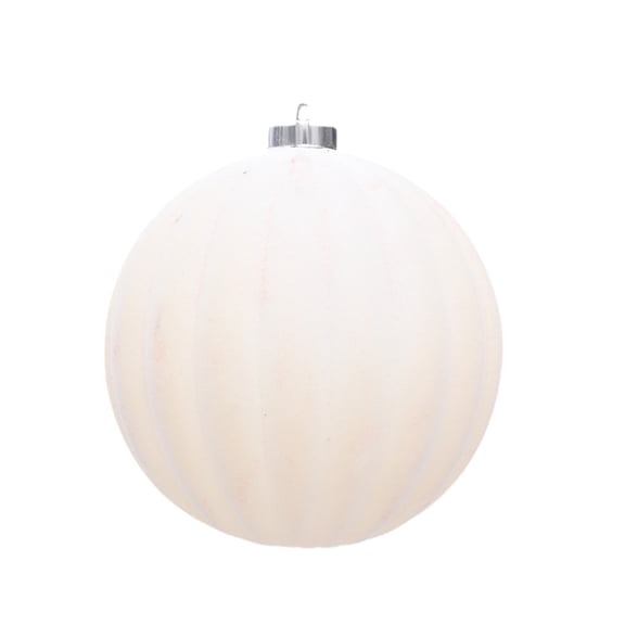 6 Inch Velvet Christmas Balls, Velvet Xmas Tree Ornaments Balls Decorations Hanging Flocked Ornaments for Christmas Tree Home Garland Holiday Party Decor (White, 1Pc)
