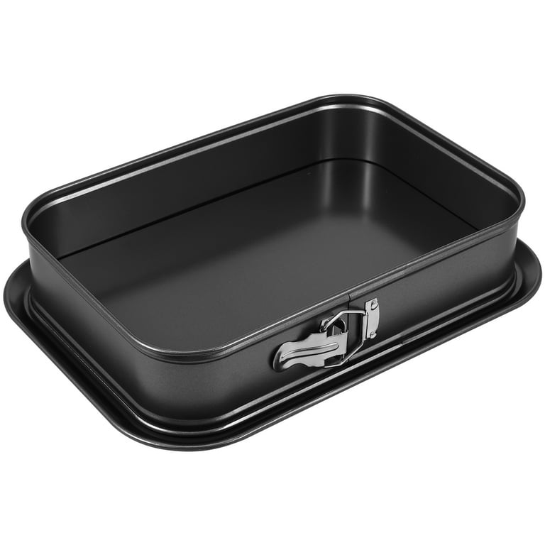 Jokapy Steel Rectangle Cake Pan Nonstick Springform Pan with Removable Bottom, 14 inch x 9.5 inch, Black