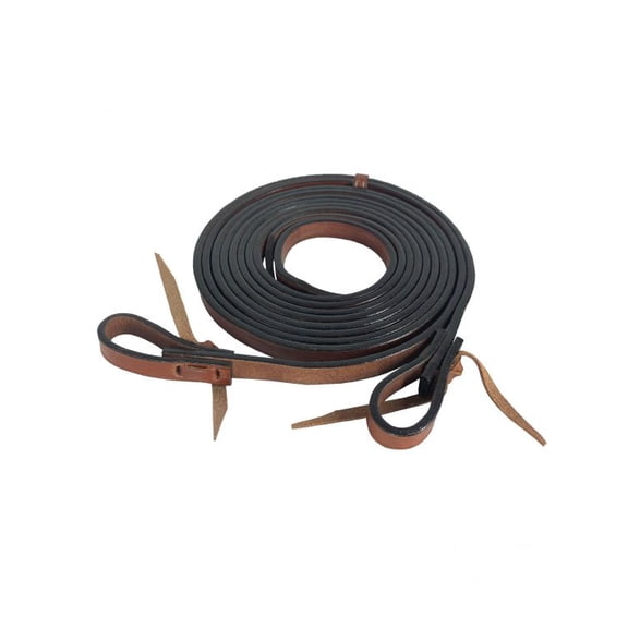 Showman Pony/Youth 6 1/2' x 1/2" Leather Split Reins w/ Tie-On Bit Loop Ends