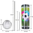 thumbnail image 6 of 20 Oz Soccer Print Skinny Insulated Stainless Steel Tumblers With Straw & Lid Metal Double Wall Vacuum Travel Coffee Mug Gift For Soccer Fans, 6 of 7