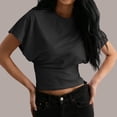 thumbnail image 2 of NinXxx Women's Lightweight Crewneck Relaxed Soft Blend Everyday Tee Black L, 2 of 6