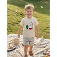 thumbnail image 5 of BemeyourBBs Toddler Baby Boys Summer Clothes Infant Baby Boy Fishing Outfits Cute Fish Print Short Sleeve TShirt Tops and Striped PocketsShorts Set, 5 of 7