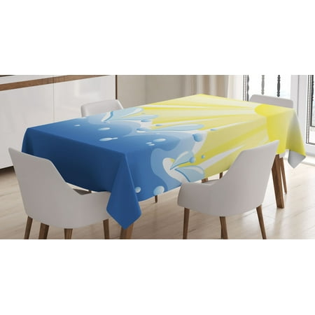 

Landscape Tablecloth Vector Illustration of Shining Sun Over the Wavy Sea Summer Theme Print Rectangular Table Cover for Dining Room Kitchen 60 X 84 Inches Yellow and Blue by Ambesonne