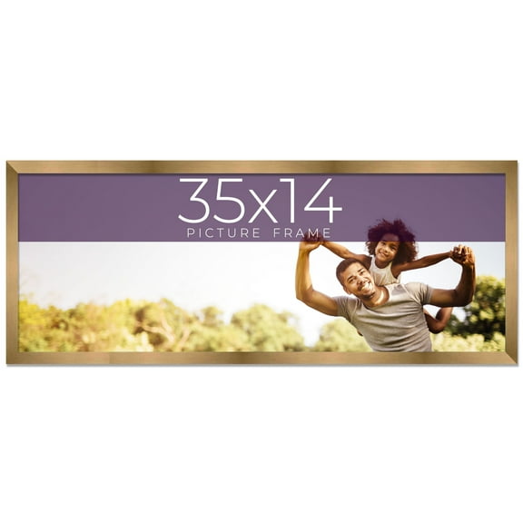 35x14 Frame Gold Bronze Solid Wood Picture Frame Width 0.75 Inches | Interior Frame Depth 0.5