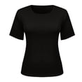 thumbnail image 5 of QSAWXQZ Women's Plus Shirt Top Built in Padded Ribbed Double Layer Lift Up Short Sleeve Solid Crew Neck Slim Blouse for Summer 2XL, 5 of 6
