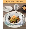 thumbnail image 3 of 15 Inch Round Placemats Set of 6, Fall Non Slip Heat Insulation PP Table Mats, Blue Pumpkins Thanksgiving Rustic Eucalyptus Leaf Washable Place Mats for Kitchen Dining Party Table Decor, 3 of 7