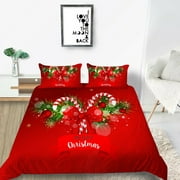 Bed Merry Christmas Bedding Sets Red Comforter Cover Set Santa Claus Gifts Bedding Pillow,Queen (90"x90")