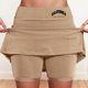 thumbnail image 2 of Falda culotte de talle medio para mujer: cintura elástica, bolsillos laterales, diseño fluido en capas, falda estampada informal para el verano., 2 of 5