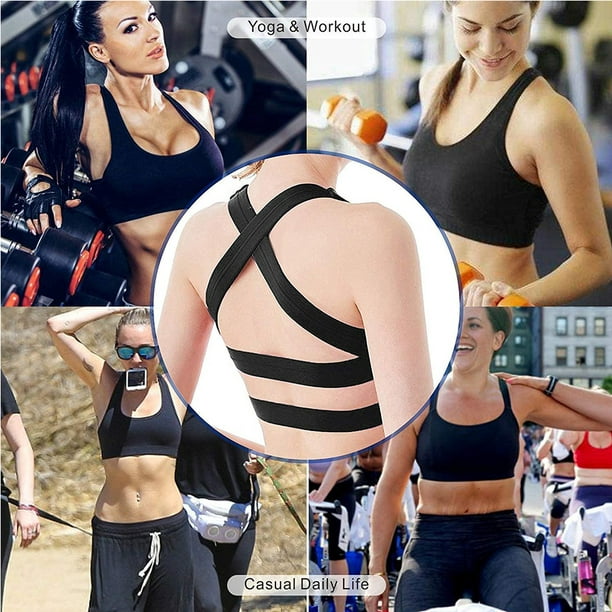Sports Bra for Women, Criss-Cross Back Padded Strappy Sports Bras, Support  Yoga Bra 