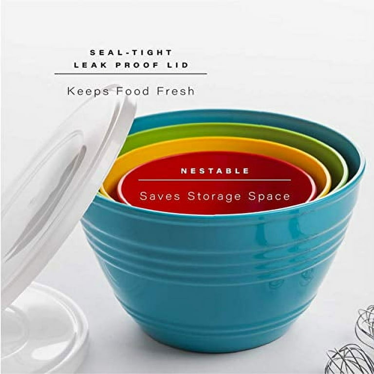 BINO Plastic Mixing Bowls with Lids Set - Plastic Mixing Bowl Set