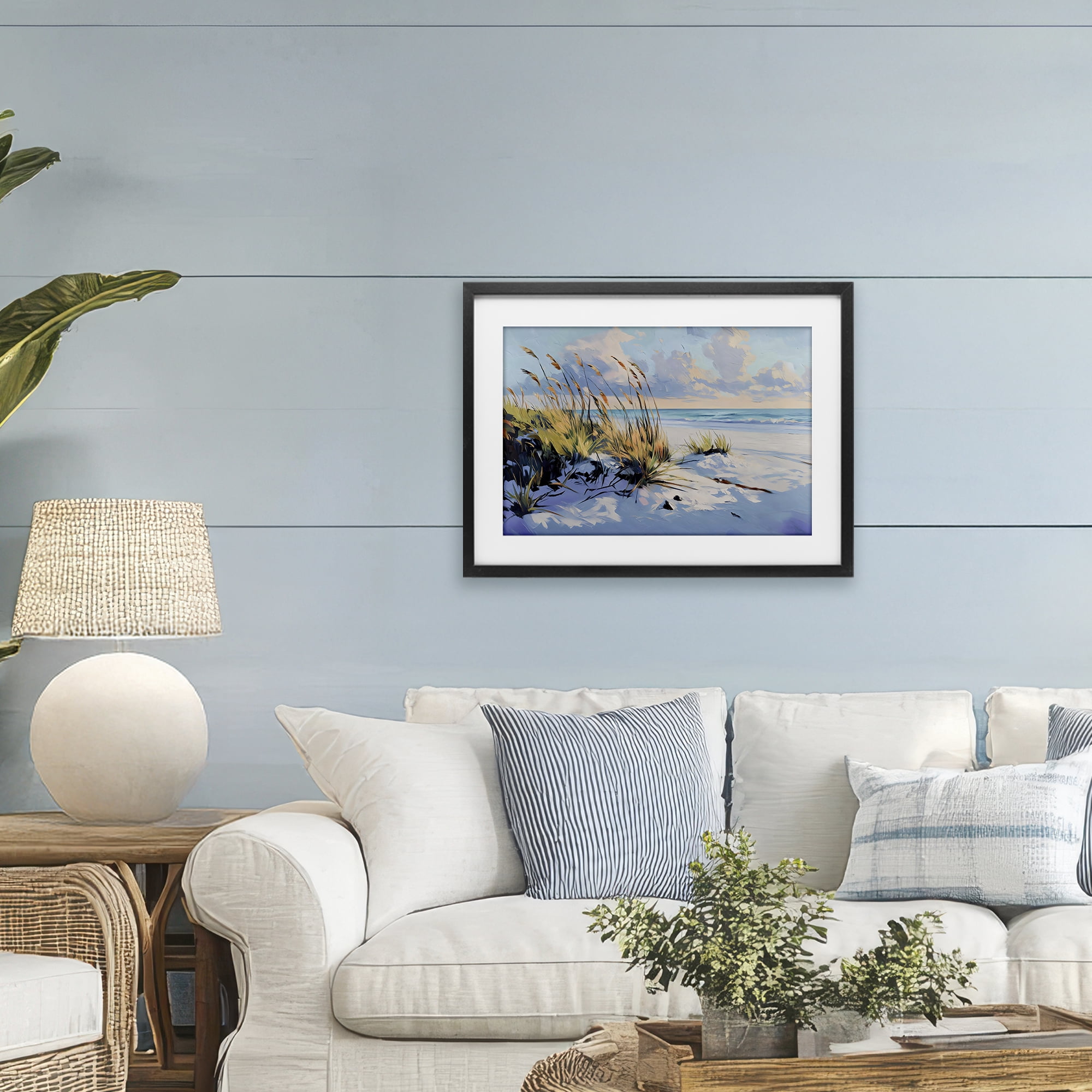 Stupell Industries Grassy Sand Dunes Beach Black Framed Print Under Glass, design by Gina Kelly