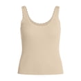 thumbnail image 5 of Duoif Womens Tank Tops, Ribbed Square Neck Vest, Summer Knitted Sweater Top Womens Shirts Beige L, 5 of 5