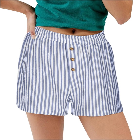 PUMISAS Wide Leg Pants For Women Elastic High Waist Summer Button Shorts Solid Color Casual Loose Plaid Shorts