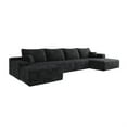 thumbnail image 7 of Demi Bonn 107" U-Shaped Sectional Sofa with Ottoman, Modern Plush Corduroy Fabric Deep Seat Upholstered Couch Living Room Comfort, No Assembly, Black, 7 of 7