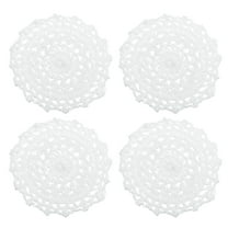 Fabric Coasters, 4pack 4" - Cotton Woven Crochet Doilies, Lace Embroidery Placemats with Floral Pattern (White)