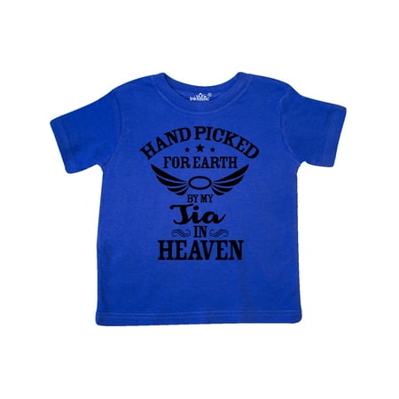 

Inktastic Handpicked for Earth By My Tia in Heaven with Angel WIngs Gift Toddler Boy or Toddler Girl T-Shirt