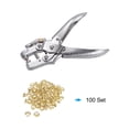 thumbnail image 3 of Grommet Eyelet Plier Set 100 Sets 1/6 Inch Metal Eyelets Tool Kit, Gold Tone, 3 of 6