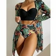 thumbnail image 1 of 3pcs Womens Swimsuits Bikini Sets With Cover Up Beach Ardigan Suntan Swimming Pool Pond Set, 1 of 1