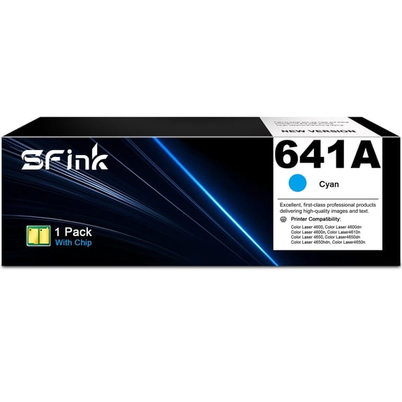 641A Toner Cartridges Compatible for HP641A C9721A for Color Laser 4600, 4600dn, 4600n, 4610n, 4650, 4650dn, 4650hdn, 4650n Printer(1-Pack Cyan)